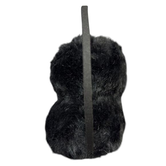 Girls Winter Warm Adjustable Knitted Faux Fur Plush Earmuffs Ear Warmers - Black - Picture 2 of 3